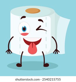 cute teased expression of toilet paper character