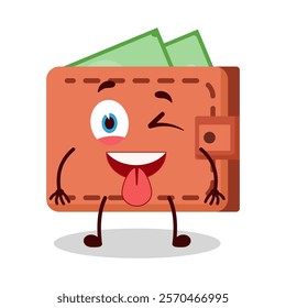 cute teased expression of wallet cartoon character
