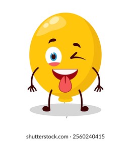 cute teased expression of yellow balloon cartoon character
