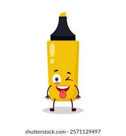 cute teased expression of yellow highlighter cartoon character
