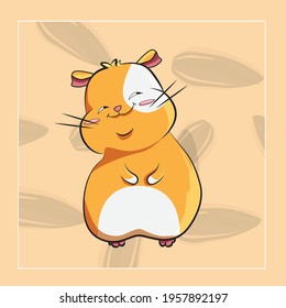 cute teasing expression hamster with white orange color. vector hamster, flat illustration style for flyer, sticker, card.