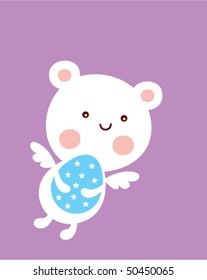 cute teddy angel easter greeting card