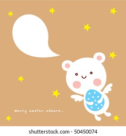 cute teddy angel easter greeting card