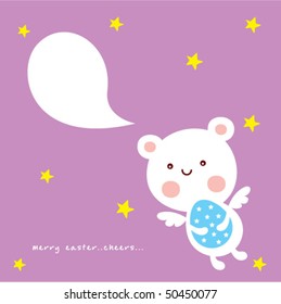 cute teddy angel easter greeting card