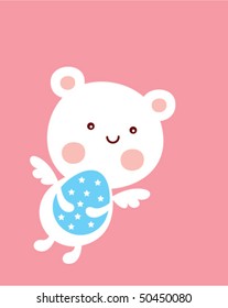 cute teddy angel easter greeting card