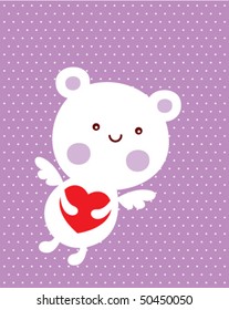 cute teddy angel valentine greeting card