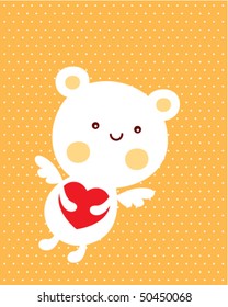 cute teddy angel valentine greeting card