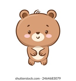 Cute teddy bear in Asian kawaii style. Cartoon character Funny vector illustration for stickers, logo, mascot, isolated elements