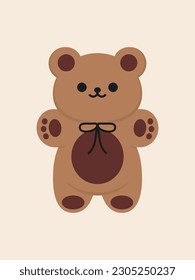 Cute Teddy Bear baby isolated. Funny character. Poster, print, template. Vector illustration.