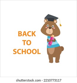 cute teddy bear back to school after vacation