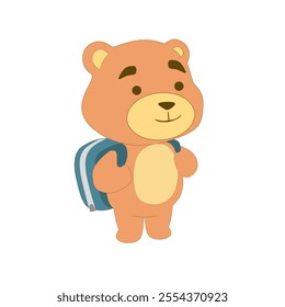 cute Teddy bear with backpack.vector illustration 