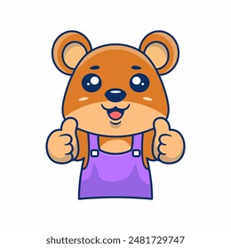 Cute teddy bear barista thumbs up hand hand drawn illustration cartoon kawaii