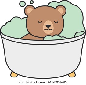 Cute teddy bear in a bathtub. Vector illustration.