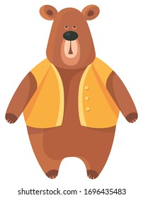 Cute teddy bear. Beautiful toy in cartoon style.