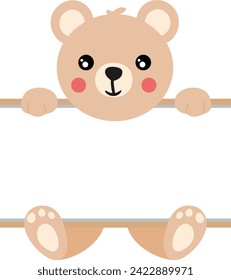 Cute teddy bear with blank signboard
