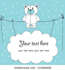 Cute teddy bear with blue background