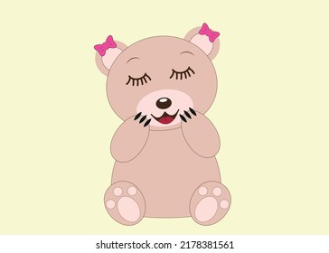 Cute teddy bear with bows. Suitable for invitations, children's parties, cards.