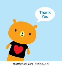 cute teddy bear boy thank you card vector