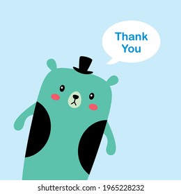 cute teddy bear boy thank you card vector