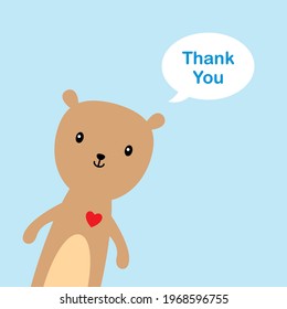 cute teddy bear boy thank you card vector