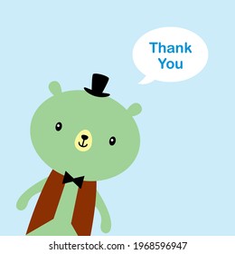 cute teddy bear boy thank you card vector