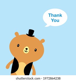 cute teddy bear boy thank you card vector