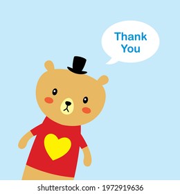 cute teddy bear boy thank you card vector