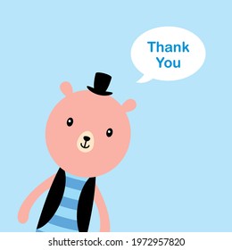 cute teddy bear boy thank you card vector