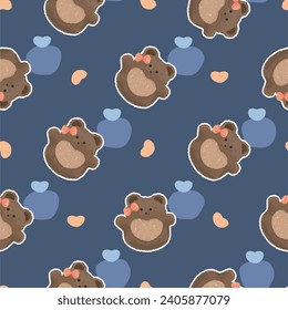 Cute Teddybär Braun nahtloses Muster kawaii Tapete