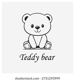 Cute Teddy Bear with Button Eyes and Ribbons, Whimsical Illustration for Children's Designs