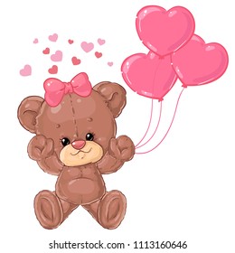 Cute Baby Bear Holding Balloons Vector Stock Vector (Royalty Free ...