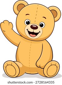 Netter Teddybär Cartoon Charakter winkende Hand, freundlich lächelnden Bär Illustration