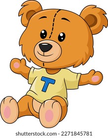 Cute teddy bear cartoon on white background