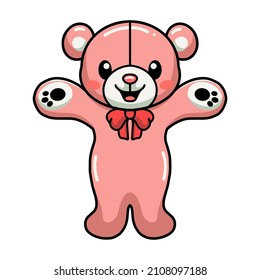 Cute teddy bear cartoon raising hands