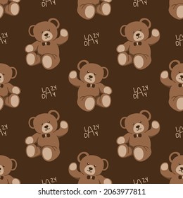 cute teddy bear cartoon seamless pattern. 