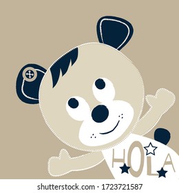 cute teddy bear cartoon vector illustration, T-shirt graphics design for kids