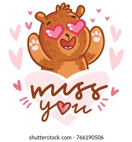 Cute Teddy Bear Character Love Heart Stock Vector (Royalty Free ...