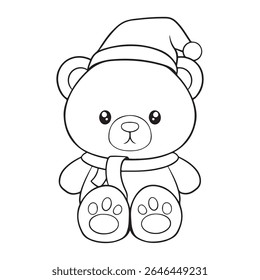 cute teddy bear with christmas hat character vector illustration design