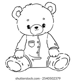 Lindo oso de peluche página para colorear Ilustración vectorial Dibujado a mano Lindo diseño de impresión