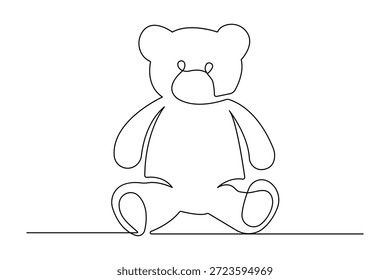 Lindo oso de peluche continuo dibujo de una línea con diseño de Ilustración vectorial de contorno minimalista