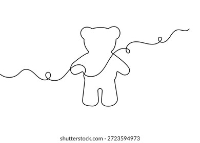 Netter Teddybär kontinuierliche einzeilige Zeichnung mit minimalen Umriss Vektorgrafik Design