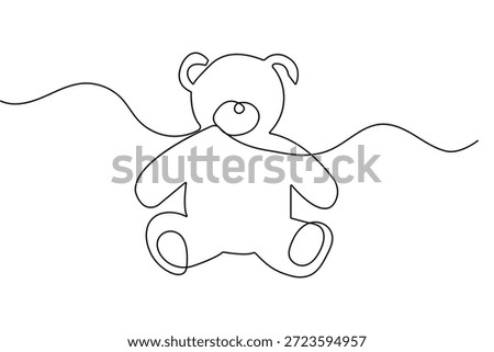 Cute teddy bear continuous one line drawing with minimalist outline vector illustration design