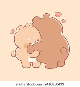 Cute teddy bear couple valentine's day kawaii cartoon illustration 

