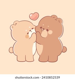 Ilustración de caricatura de kawaii de la pareja de osos de peluche de San Valentín 

