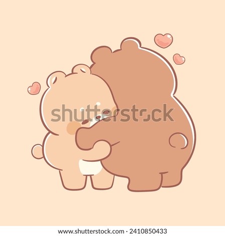Cute teddy bear couple valentine's day kawaii cartoon illustration 

