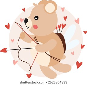 Cupido de urso de pelúcia bonito com setas de amor