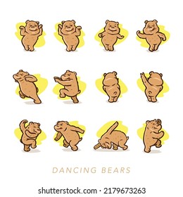 Cute teddy bear is dancing, character for children. Dancing bear