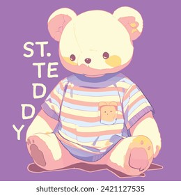 Cute teddy bear design apparel pattern, transfer pattern