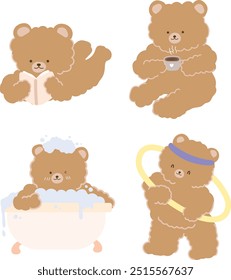 cute teddy bear doing activity for holiday