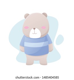 Cute teddy bear doll. childish vector design illustration like a watercolor. funny animal character for children with pastel color